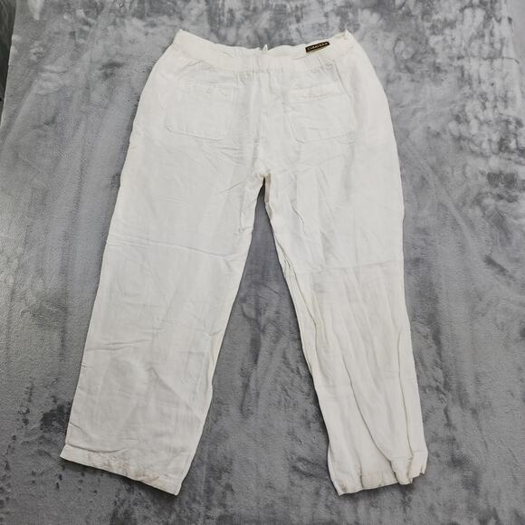 Cubavera Pants Mens XL White Natural Linen Blend Drawstring Straight Pockets - Picture 2 of 10